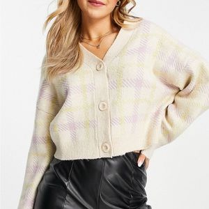 Pull&Bear Cardigan in Pastel Check